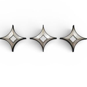 Mercana Ovallas Champagne Wood Frame Star-Shaped Mirrors-Set of 3